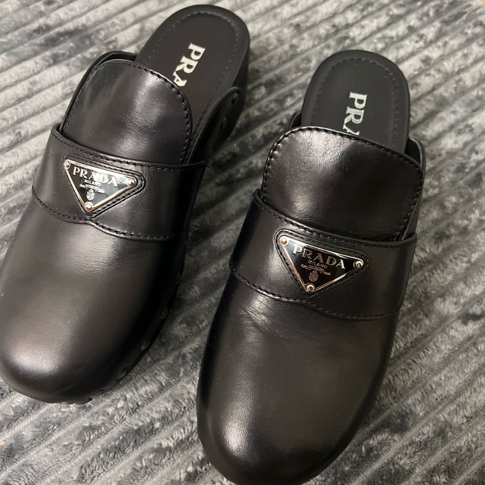 Authentic Prada Studded Leather clogs Size 8
